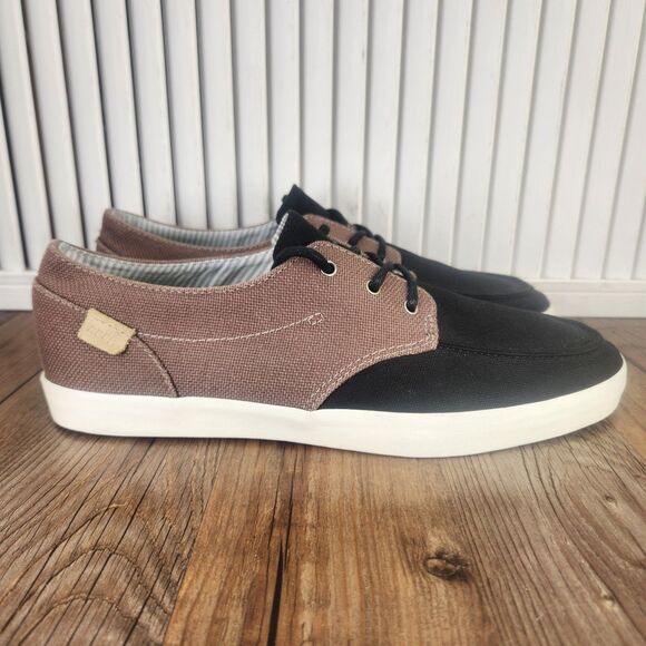 Reef Deckhand 2 TX Mens Sz 9 Black Brown Canvas Comfort Walking Boat Deck Shoes - Picture 1 of 9